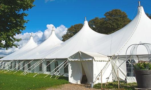 portable restrooms arranged for a event, providing quick and easy access for attendees in Erie